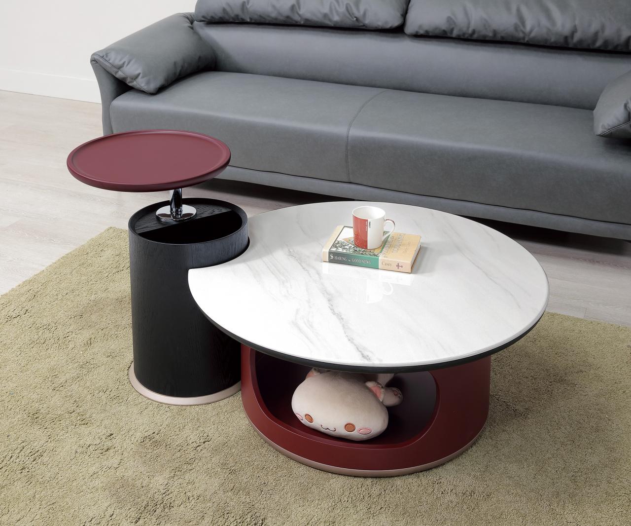 梅莉達石面收納茶几組