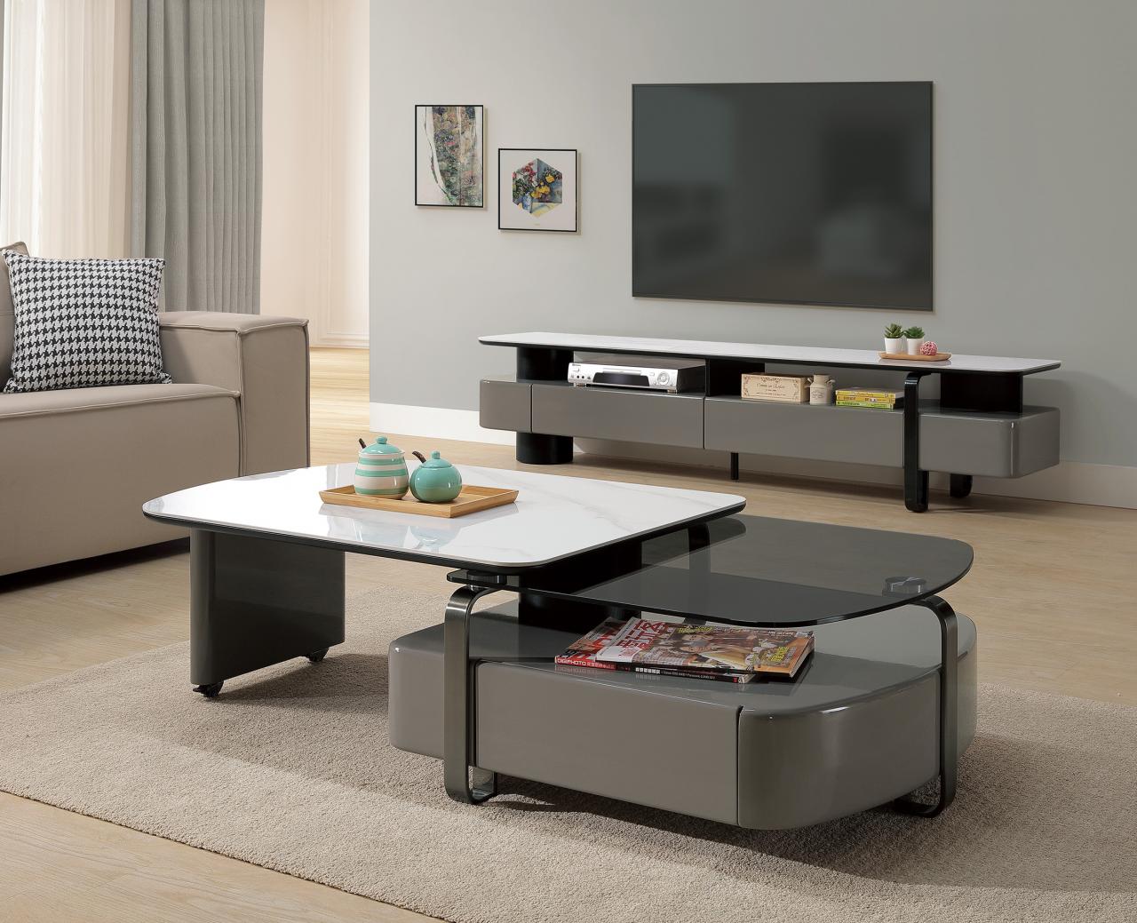 米基特岩板旋轉延伸茶几