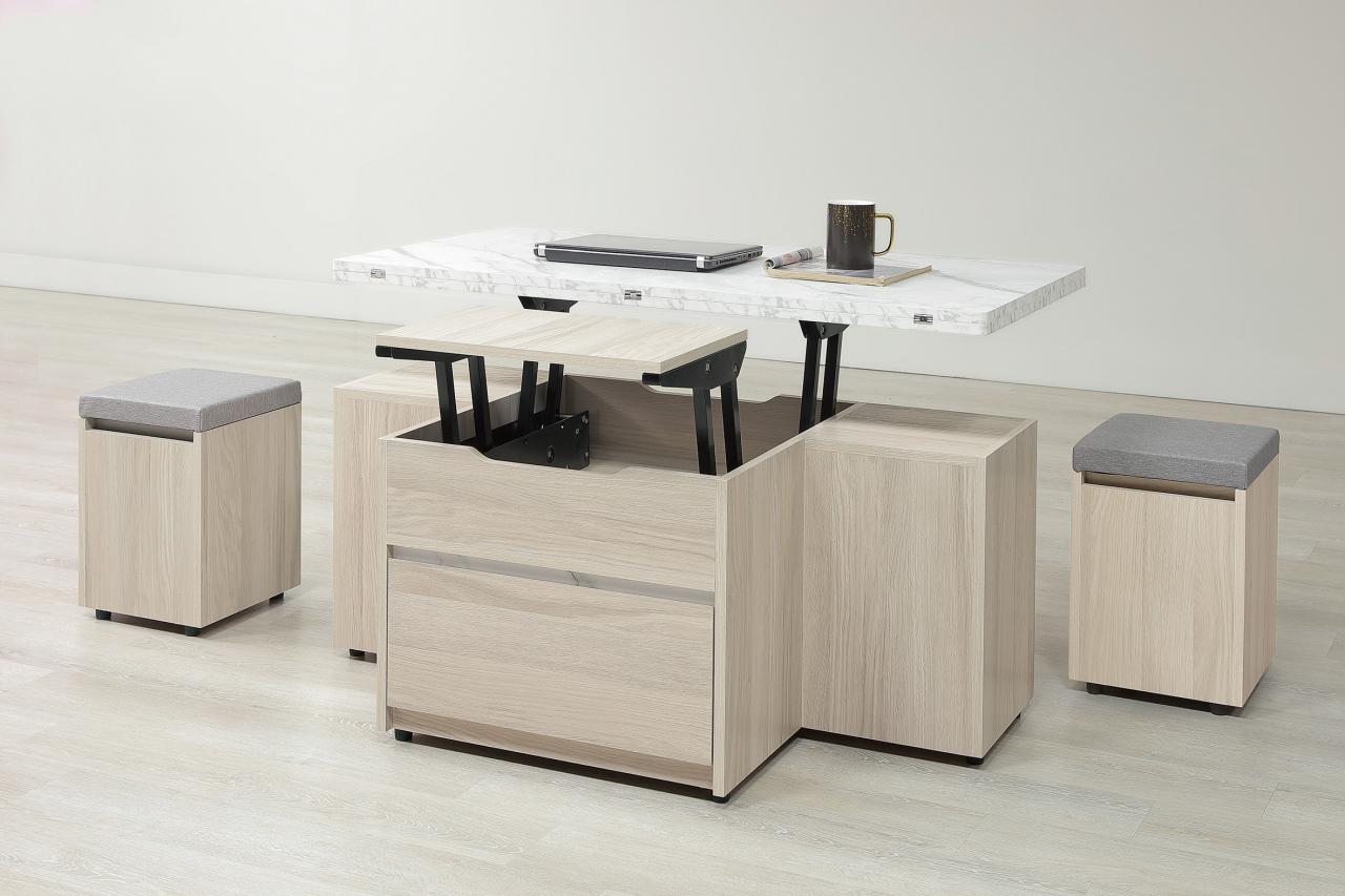 萊米克 4 尺仿石面升降茶几