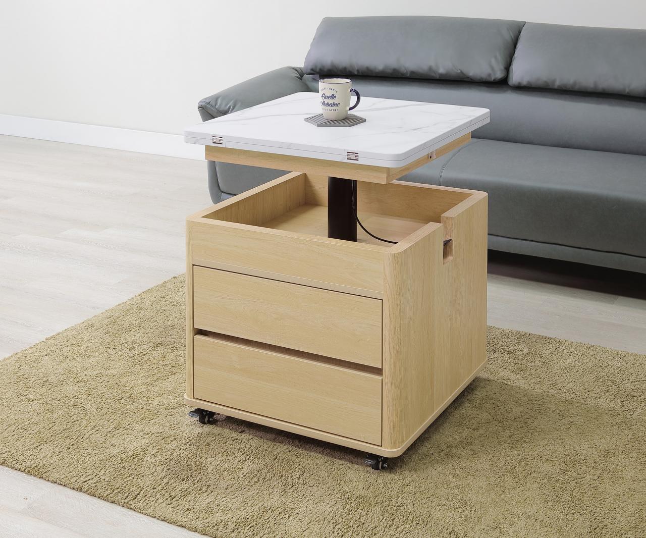 萊特2尺無段升降移動茶几