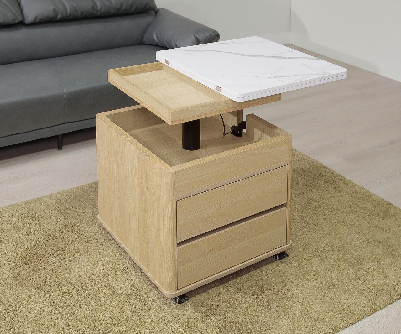 萊特2尺無段升降移動茶几